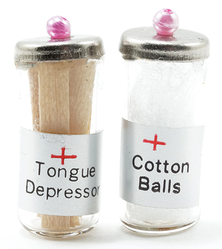 Dollhouse Miniature Tongue Depressor and Cotton Balls